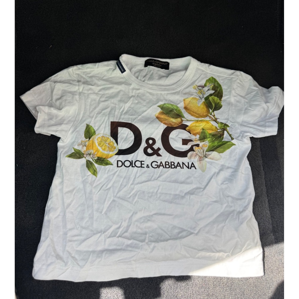 Dolce & Gabbana Kids White Lemon Logo T-Shirt Size 2 Toddler Made in Italy